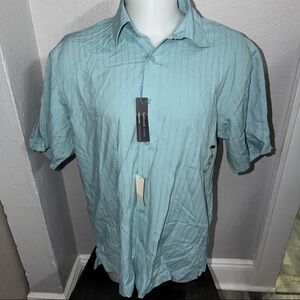 NWT Men's Blue Van Heusen Large 16-16-1/2 StillwaterShort Sleeve Shirt